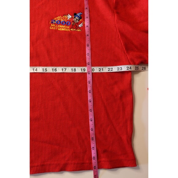 Vintage Disney Y2K Millennium Cast Member Red Thermal 2 Piece Pajama Set XXL - Picture 2 of 16